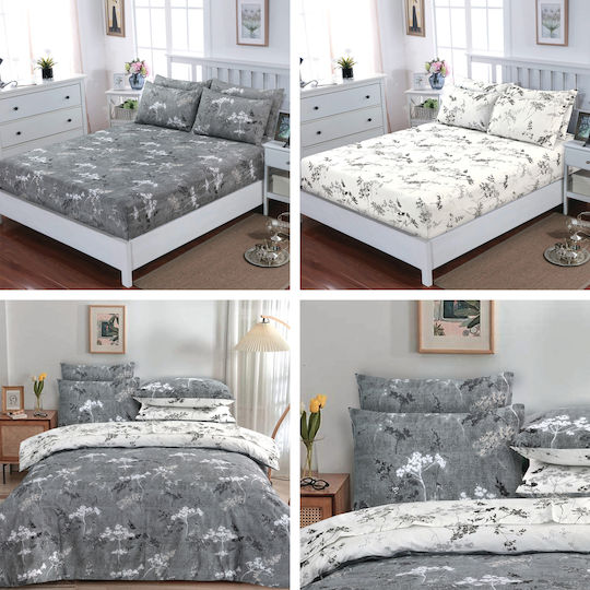 Casa Colori Παπλωματοθήκη Βαμβακερή Υπέρδιπλη 220x240 Grey
