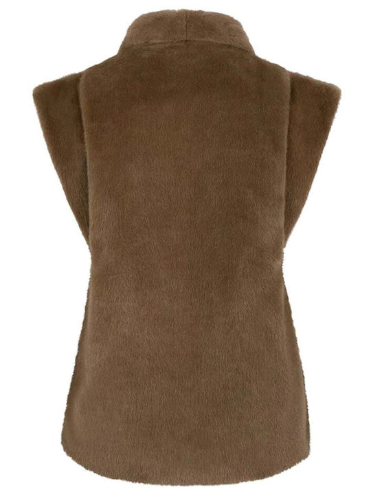 Women's Short Puffer Jacket for Winter Brown