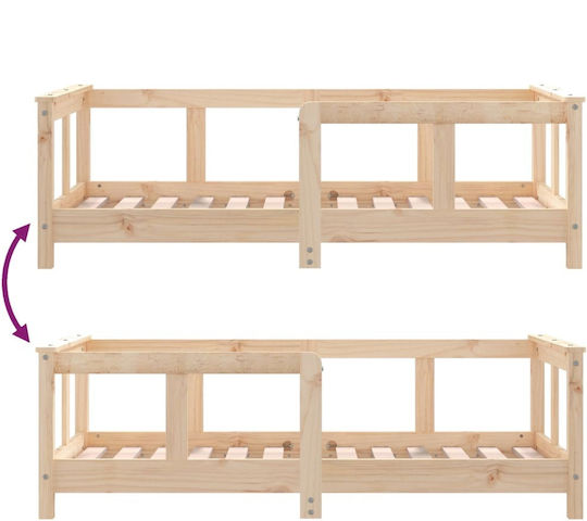 Kids Bed Classic Single Beige for Mattress 70x140cm