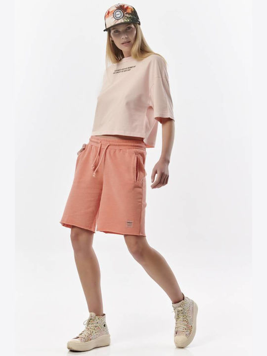 Bluza Damă Sport Oversized Crop Tricou Roz