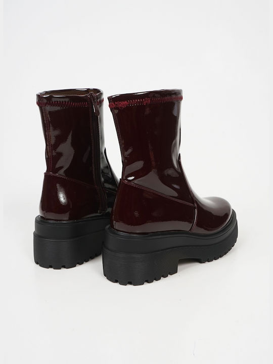 Piazza Shoes Women's Patent Leather Boots Burgundy