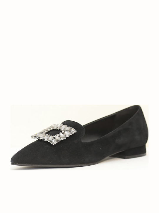 Wildleder Damen Ballerinas Spitz zulaufend in Schwarz Farbe