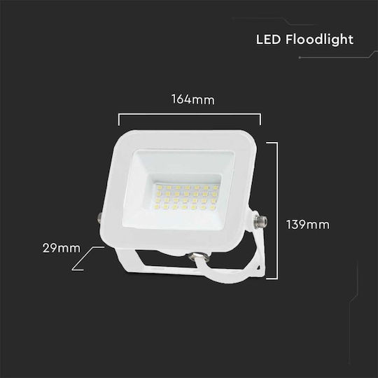 V-TAC Στεγανός Προβολέας LED 30W Ψυχρό Λευκό 6500K IP65