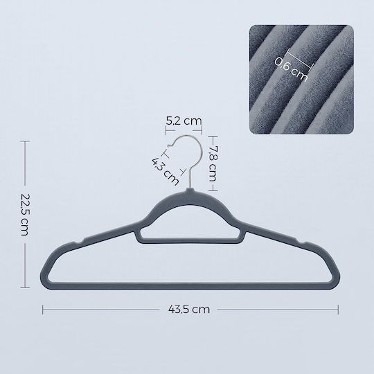 Songmics Umeraș pentru Dulap Pliabil pentru pantaloni Plastic Gri CRF20VX 20buc