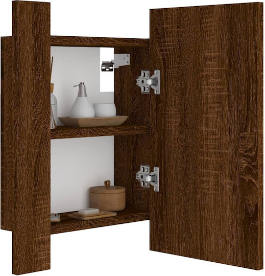 vidaXL Rechteckiger Badezimmerspiegel LED aus MDF mit Schrank 40x12cm Braun