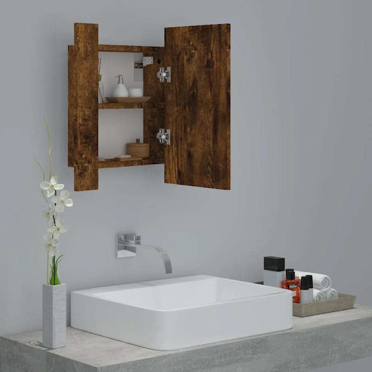 vidaXL Rectangular Bathroom Mirror Led made of Plastic with Cabinet 40x45cm Brown