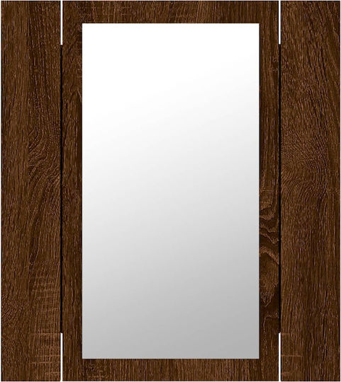 vidaXL Rechteckiger Badezimmerspiegel LED aus MDF mit Schrank 40x12cm Braun