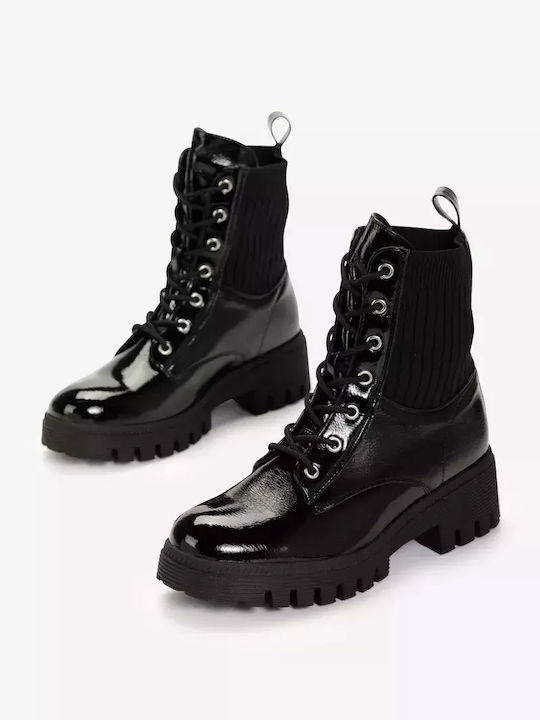 Stiefeletten Damen aus Lackleder Schwarz