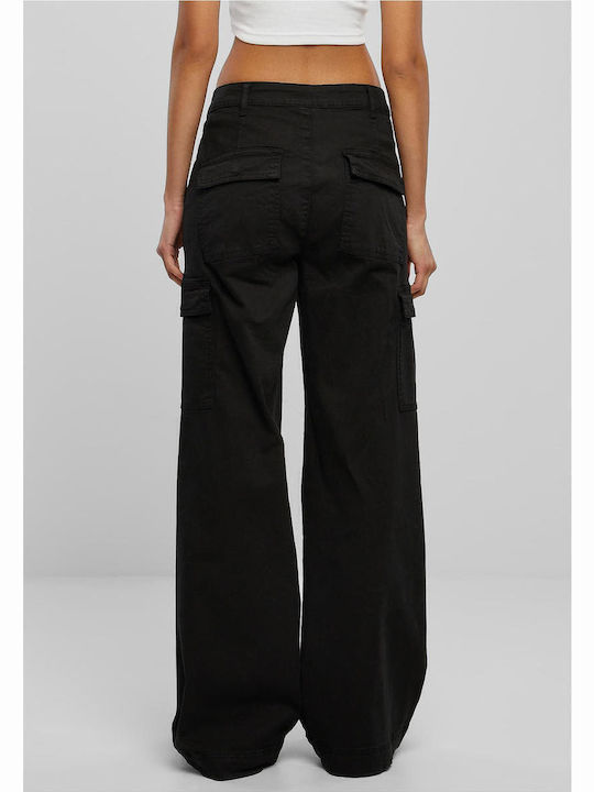 Women's High-waisted Fabric Trousers Black