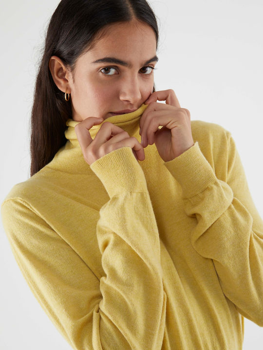 Women's Blouse Long Sleeve Turtleneck Yellow
