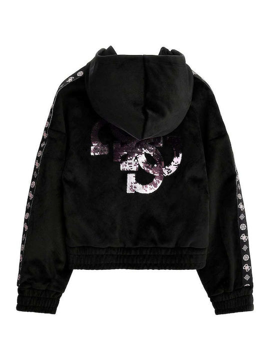 Guess Kids Sweatshirt Cardigan with Hood Black