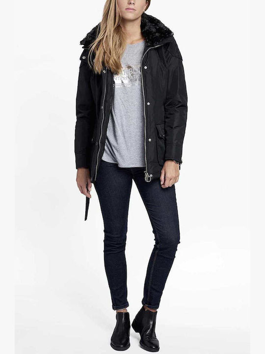 Women's Short Puffer Jacket for Winter Black