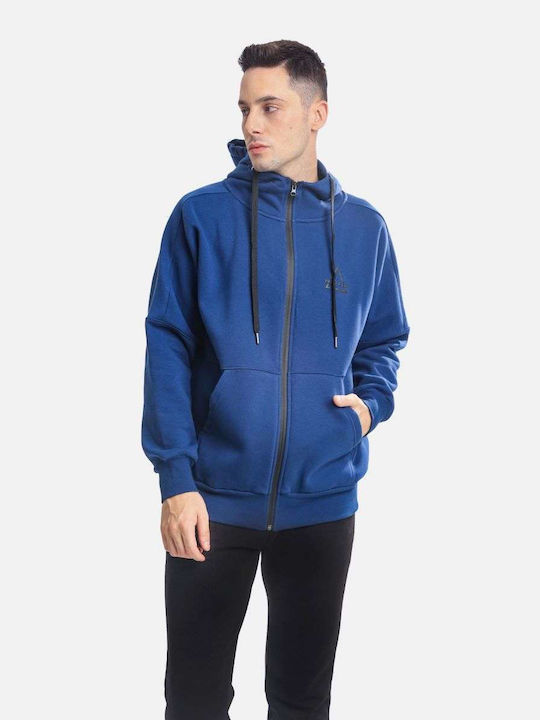 Paco & Co Men's Sweatshirt Jacket with Hood and Pockets Blue