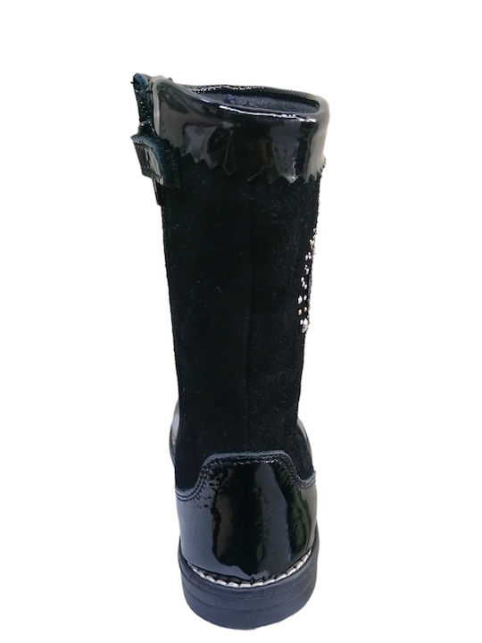 Anatomical Leather Kids Boots with Zipper Black