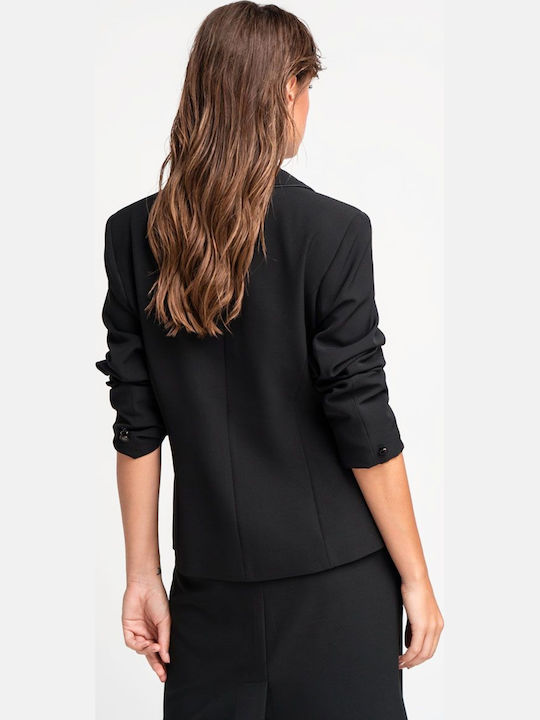 Veto Women's Crepe Waisted Blazer Black