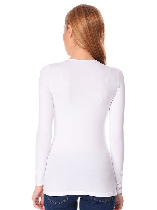 Jadea Women's Long Sleeve Cotton T-Shirt White