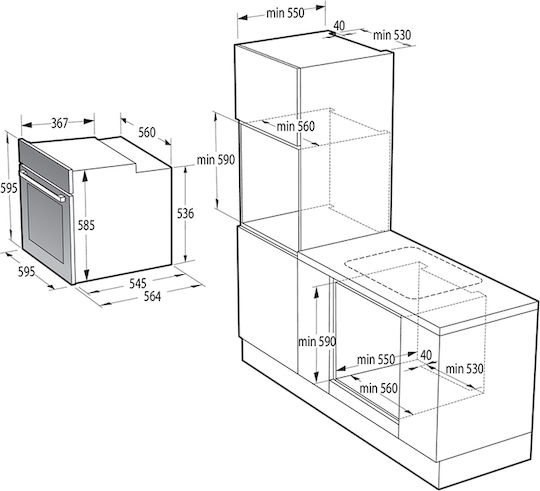 Gorenje Φούρνος άνω Πάγκου 77lt με Επαγωγικές Εστίες Π59.5εκ. Inox
