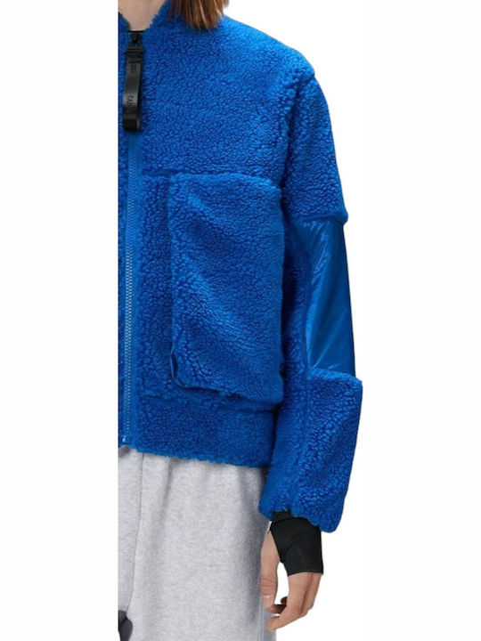 Kofu Women's Short Bomber Jacket for Winter Blue