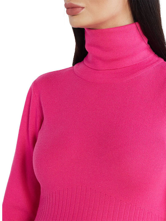 Silvian Heach Damen Langarm Pullover Rollkragen Fuchsie