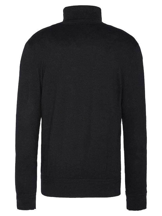 Schott Herren Langarm-Pullover Rollkragen Schwarz