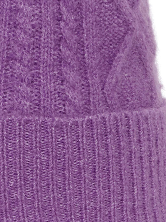 ICHI Knitted Beanie Cap Purple