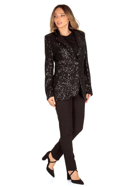 Silia D Women's Blazer Black with Sequins