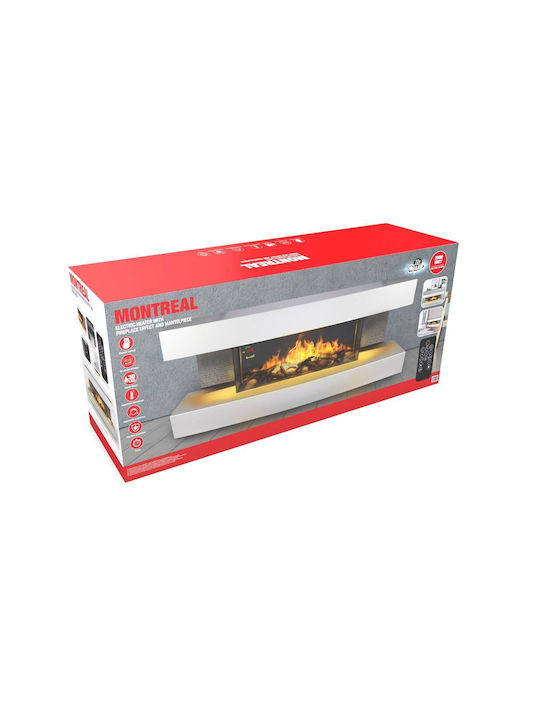 Classic Fire Montreal Boden Elektrischer Kamin 2000W 119.8x30cm Weiß