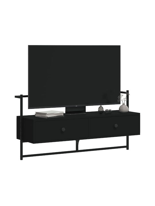 TV-Möbel Hölzernes Wandmontiertes Black L100.5xB30xH51cm