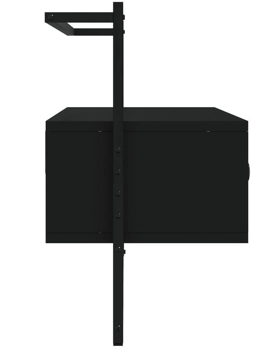 TV-Möbel Hölzernes Wandmontiertes Black L100.5xB30xH51cm