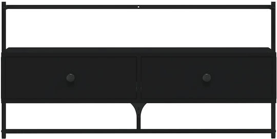 TV Stand Wooden Wall-mounted Black Velvet-Black Metal L100.5xW30xH51cm