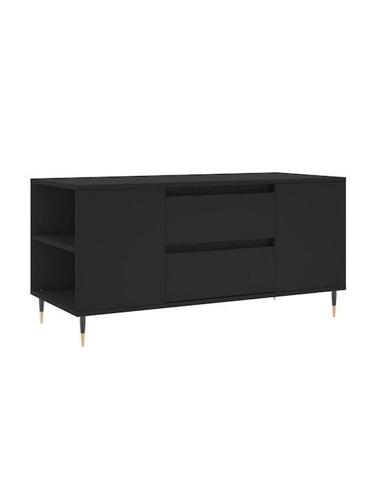 Rectangular Coffee Table Wooden Black Velvet-Black Metal L102xW44.5xH50cm.