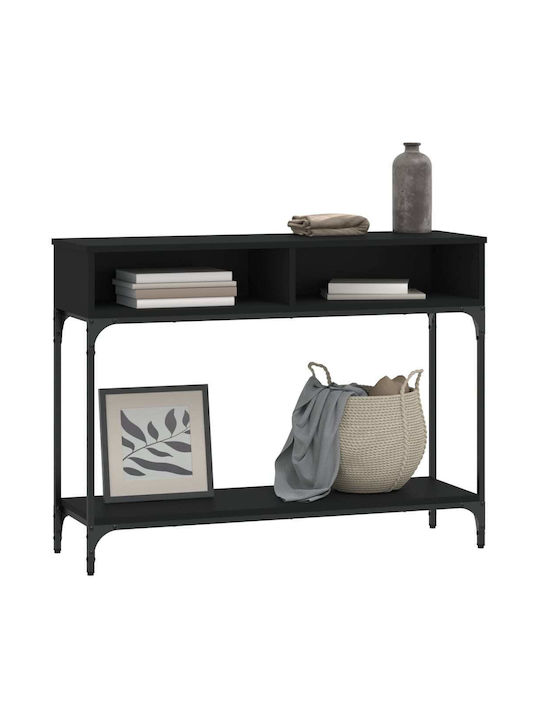 Wooden Console Table Black Velvet-Black Metal L100xW30.5xH75cm