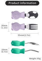 Queen Mother Baby & Kids Feeding Set Squirrel Made of Silicone with Anti-Slip Turquoise Base 3 Pieces for 6+ Months