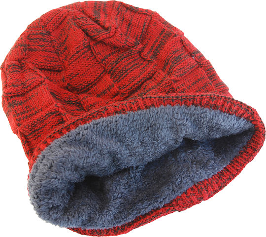 Masculin Set cu Căciulă Fleece - Polar Tricotat în culoarea Burgundy