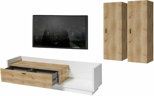 Σύνθετο Σαλονιού Talina Λευκό / Kingstone Oak Μ270xΒ48xΥ175εκ.