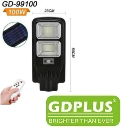 GDPLUS Ηλιακό Φωτιστικό Δρόμου 100W με Αισθητήρα Κίνησης, Φωτοκύτταρο και Τηλεχειριστήριο IP65 23x6x5εκ.