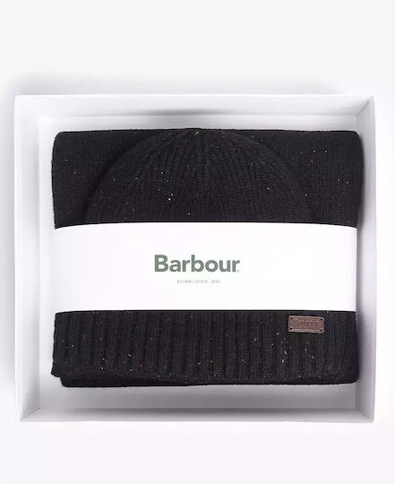 Carlton Masculin Set cu Căciulă cu Tricotaj Rib în culoarea Negru