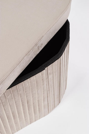 Hocker Bankhocker Mit Stauraum Gepolstert mit Samt Jocelyn Beige 76x38x38cm