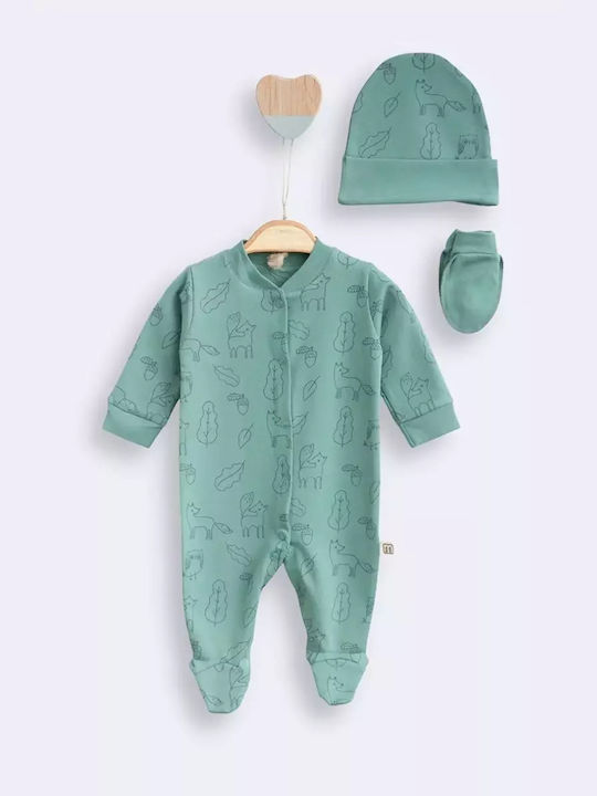 Minimus Baby Bodysuit Set Long-Sleeved with Accessories Green