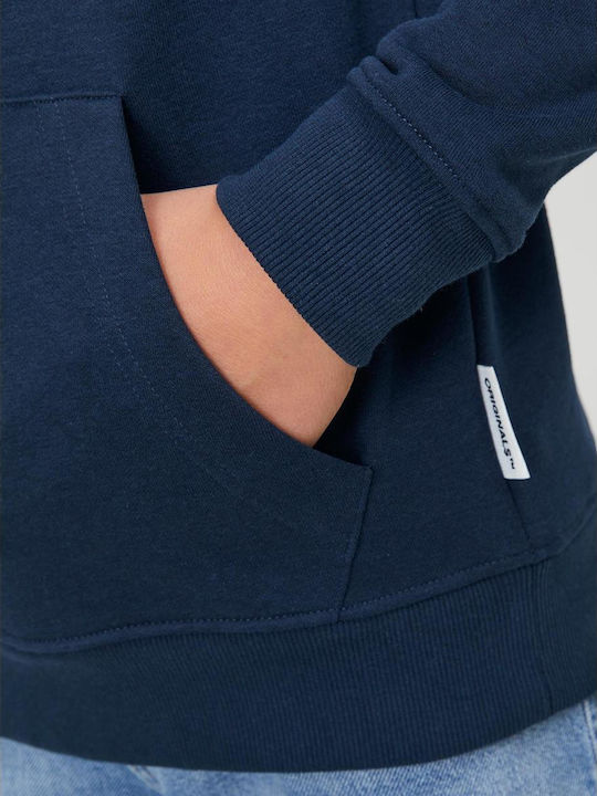 Kinder-Sweatshirt mit Kapuze und Taschen Marineblau