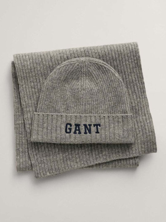 Gant Unisex Set mit Beanie Gestrickt in Gray Farbe