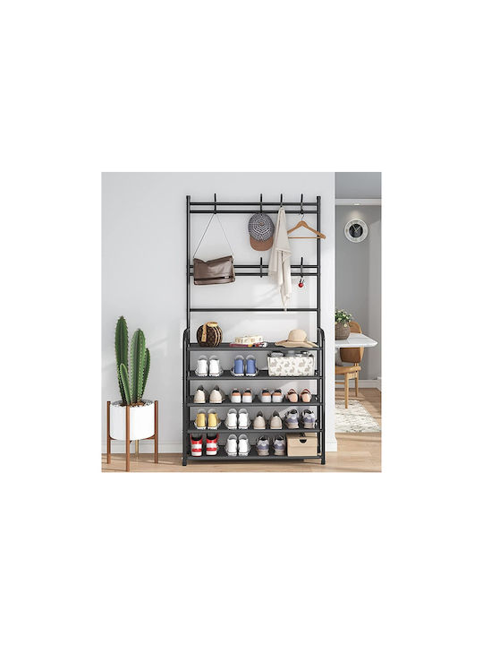 HP-25671 Mobilier de Intrare cu Cuier & Dulap pentru Pantofi Black 80x26x168buc