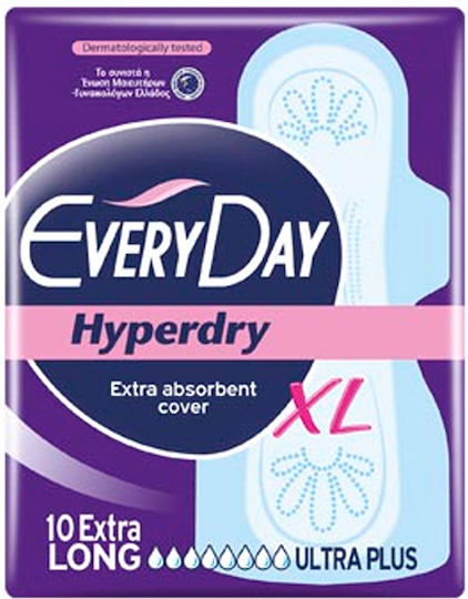 Every Day Hyperdry Extra Long Sanitary Pads with Wings Ultra Plus for Heavy Flow 8 Drops 10pcs