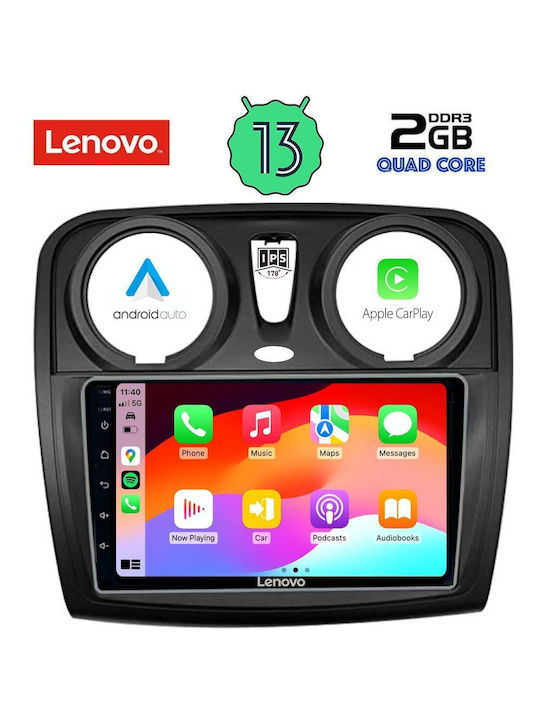 Lenovo Ηχοσύστημα Αυτοκινήτου για Renault Dokker Dacia Dokker 2012> (Bluetooth/USB/WiFi/GPS/Apple-Carplay/Android-Auto) με Οθόνη Αφής 9"