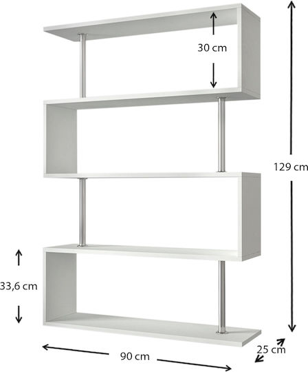 Bibliotecă Sunrise Albă 90x25x129cm