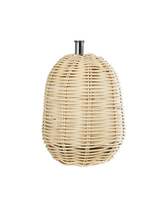 GloboStar Wood Table Lamp for Socket E27 with White Shade and Beige Base