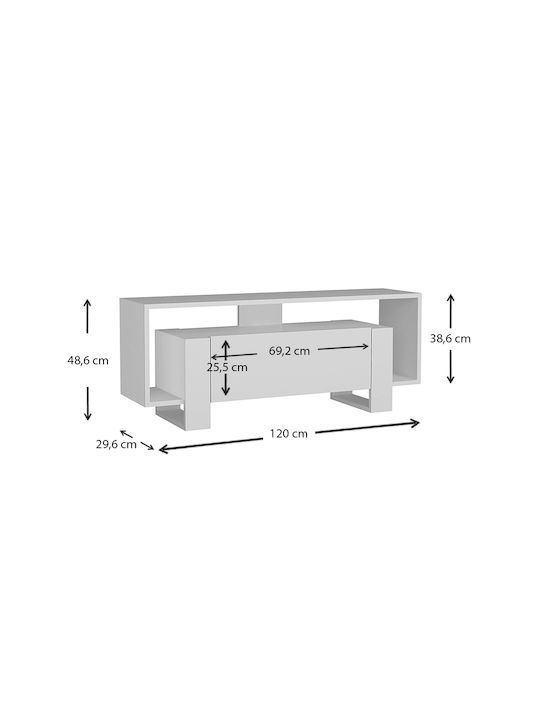 Stand TV Olbia Alb L120xA33xÎ48.6cm