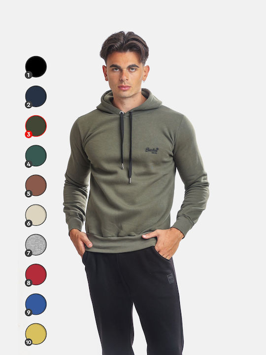 Paco & Co Herren Sweatshirt mit Kapuze Khaki