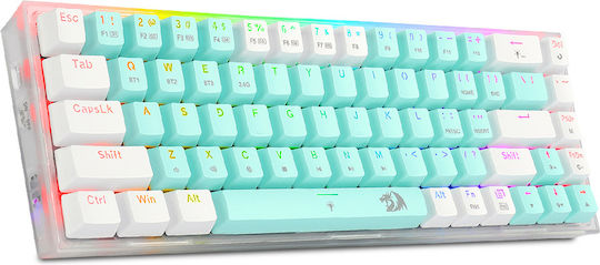 Redragon K631RGB-PRO-GW Wireless Gaming Mechanical Keyboard 65% with Custom Red switches and RGB lighting (English US) Green/White