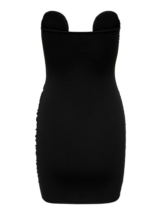 Mini Βραδινό Φόρεμα Strapless Μαύρο